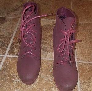 Deep burgundy booties